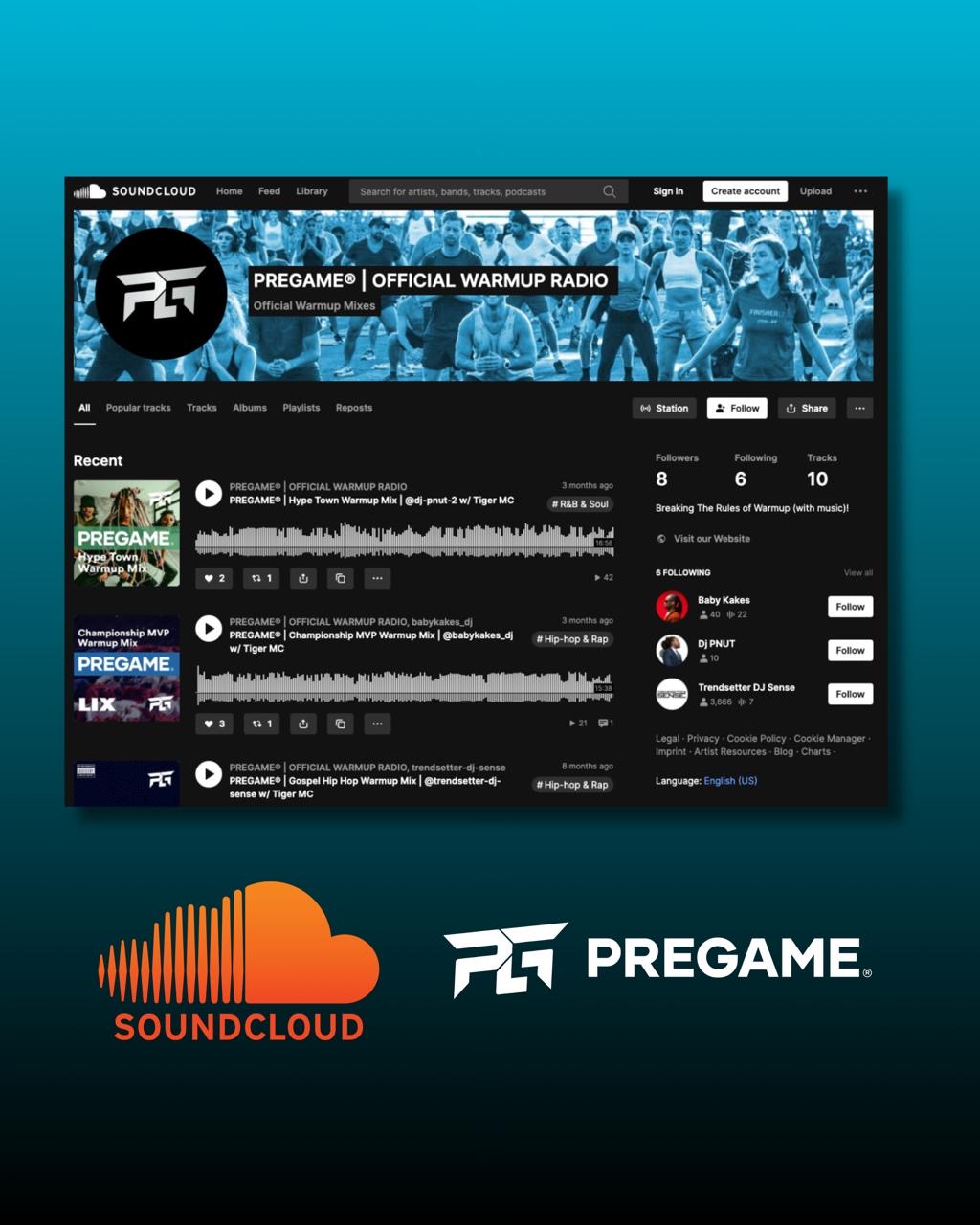 Music player showing "PREGAME | Girl Power" from PREGAME RADIO ONE.
